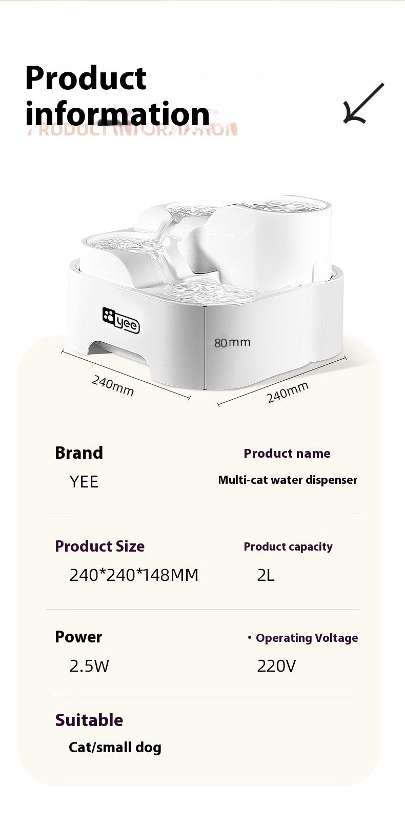 Cat Water Fountain Filter Circulating Flowing Live Water